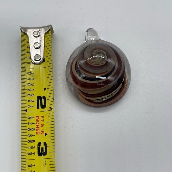 Hand Blown Glass Pendant Necklace with Swirly Design - Picture 2 of 3